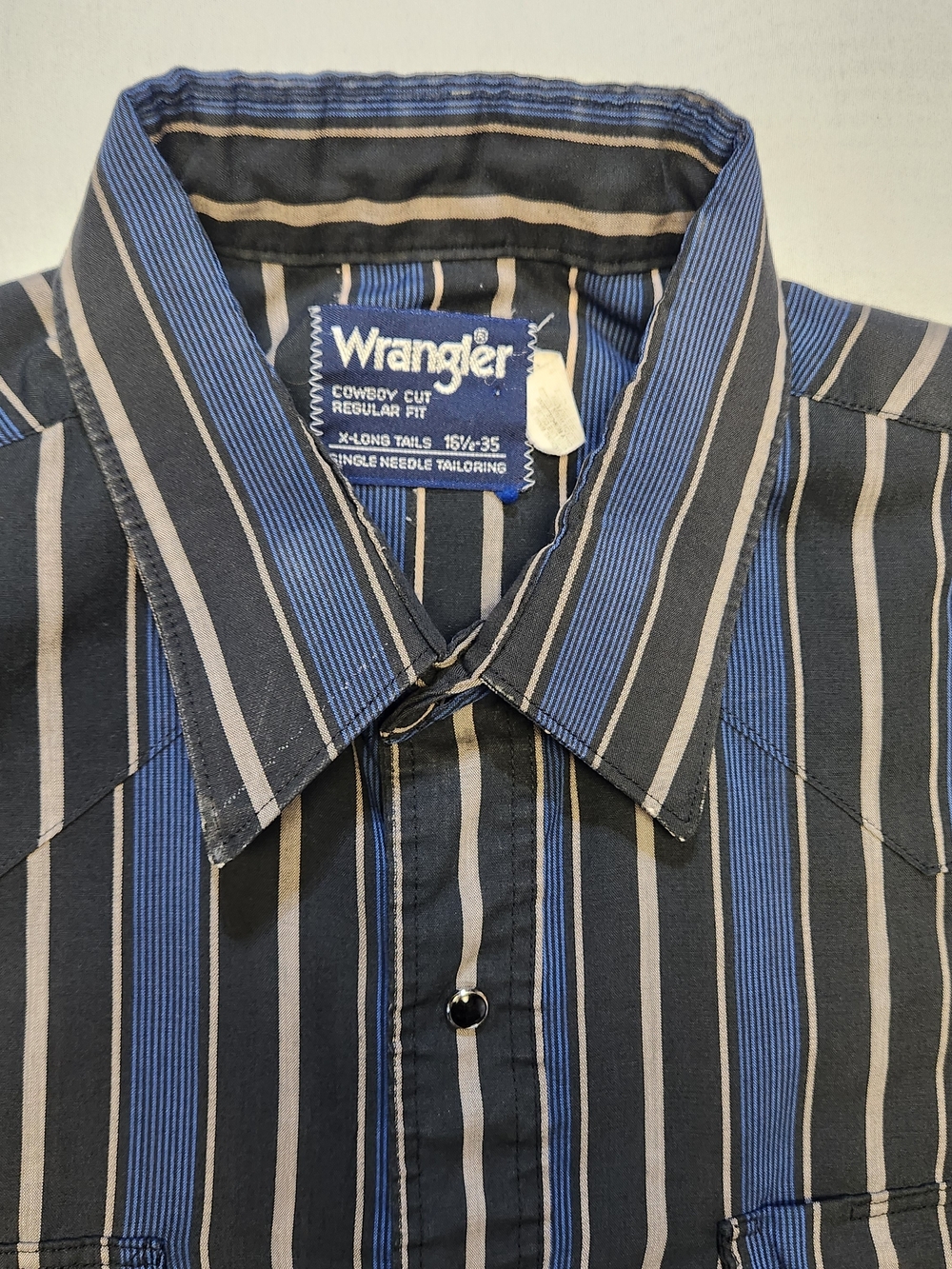 Vintage Wrangler L Cowboy Cut Single Stitch Pearl Snap Long Sleeve Button Up USA - Picture 3 of 11